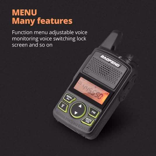 2-Pack: Baofeng T1 Walkie Talkie