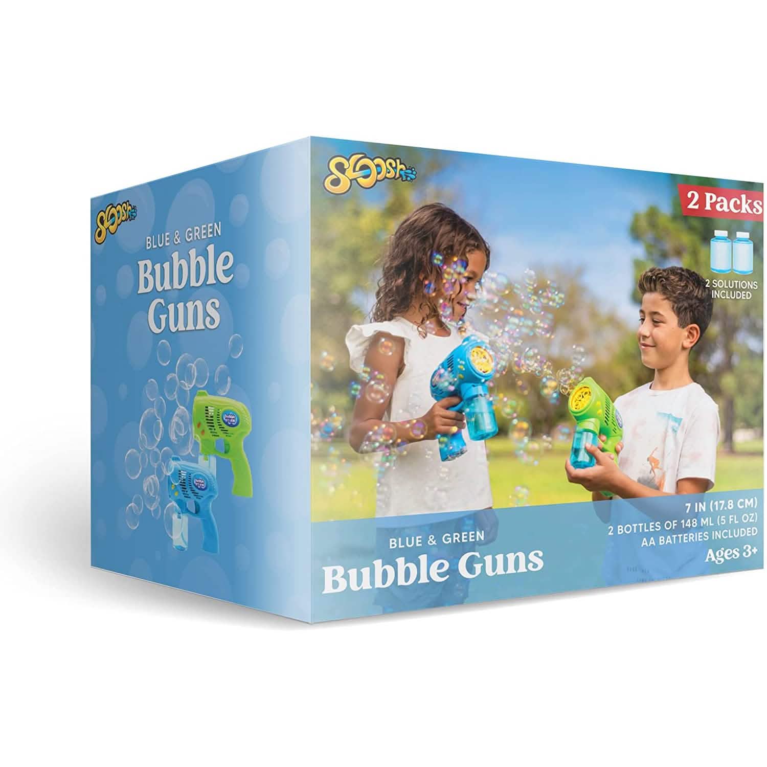 2-Pack: Blue and Green Bubble Gun