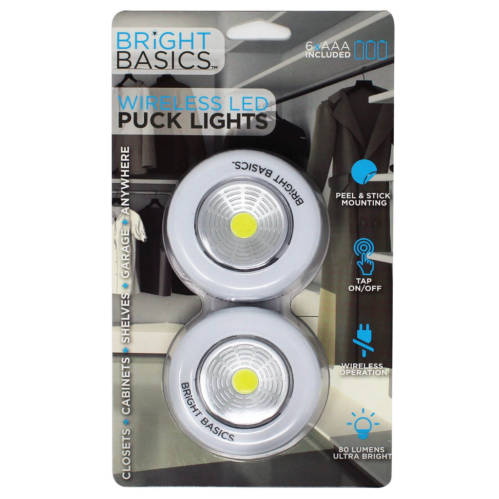 2-Pack: Bright Basics Ultra Thin Wireless LED Puck Lights