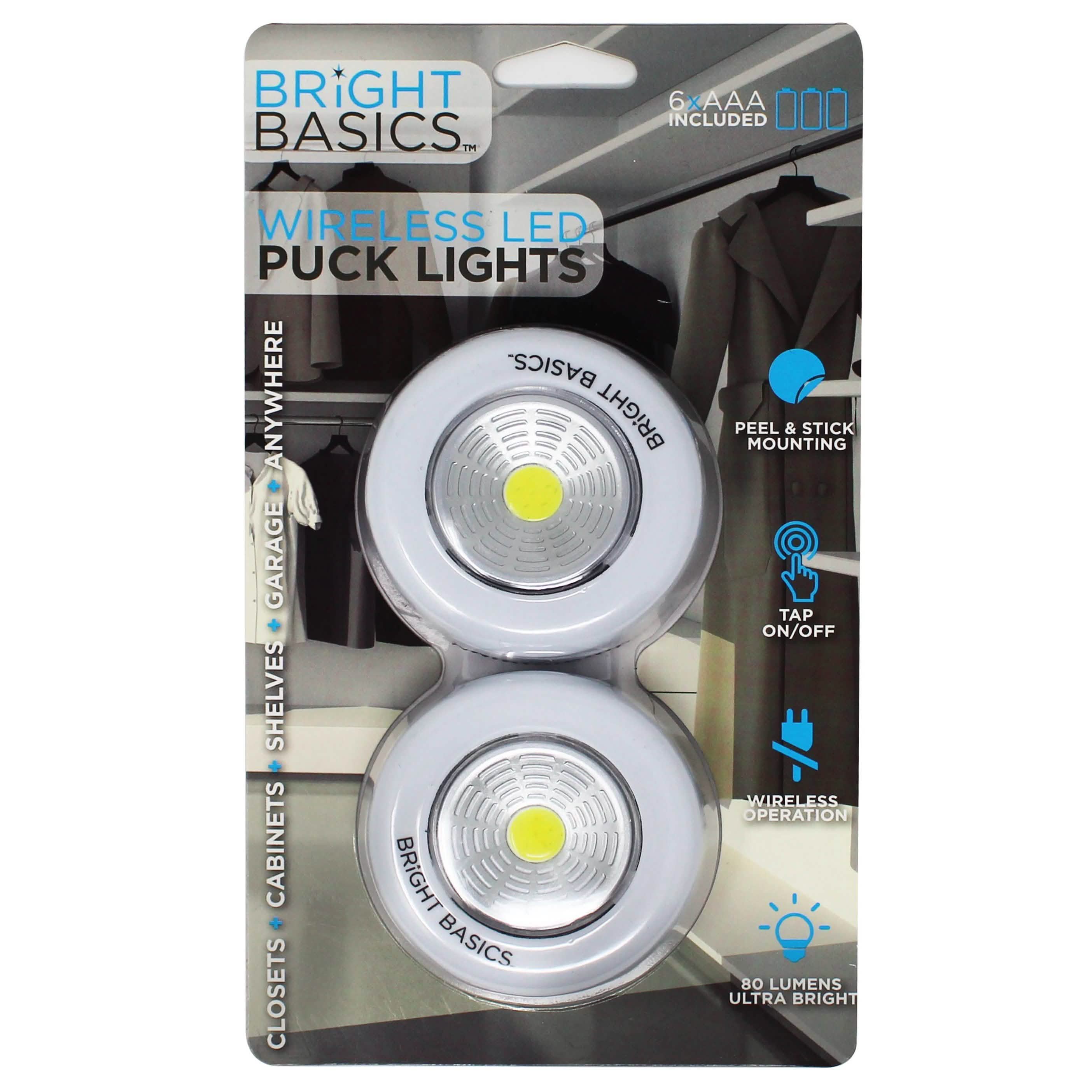 2-Pack: Bright Basics Ultra Thin Wireless LED Puck Lights