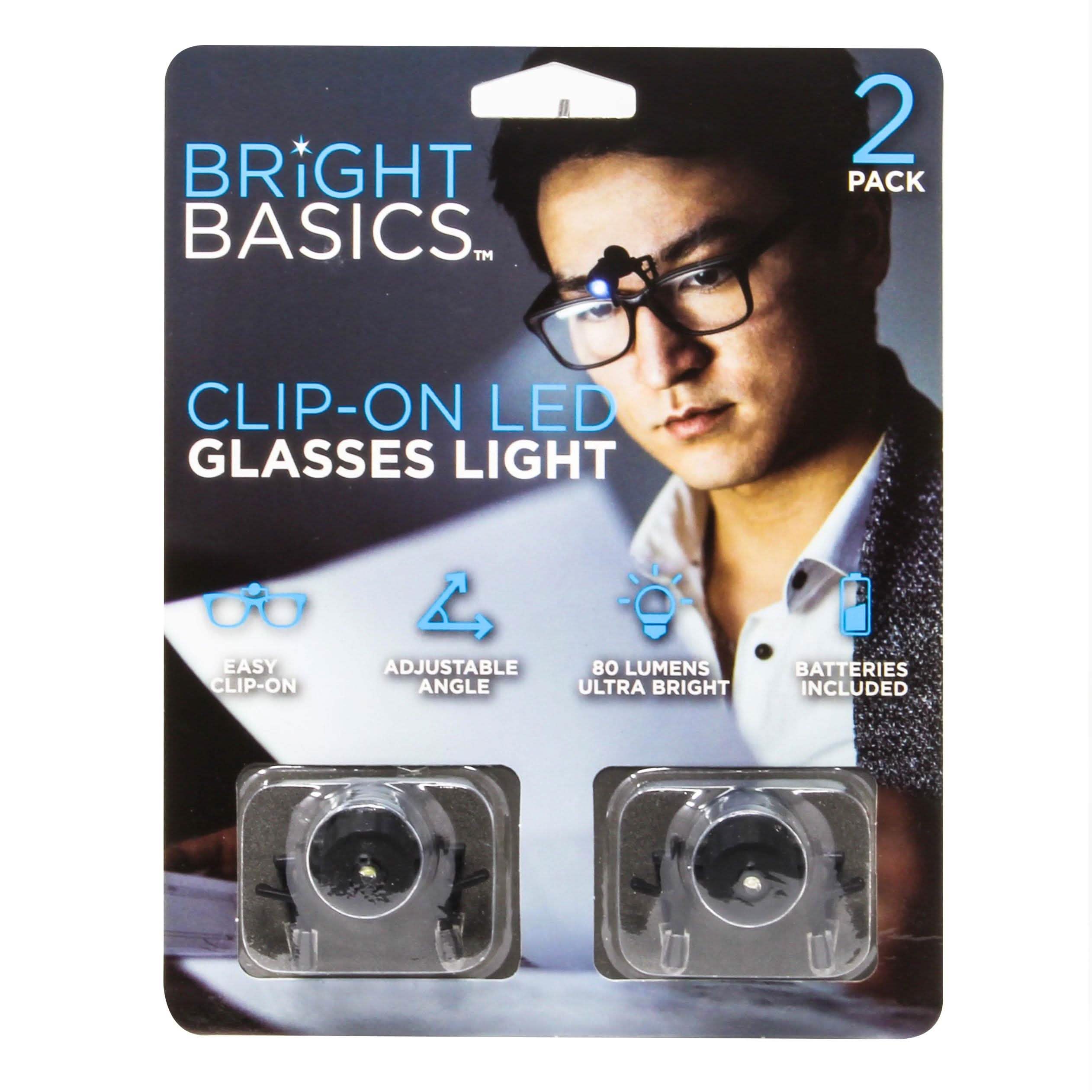 2-Pack: Bright Basics Universal Clip-On Led Glasses Light
