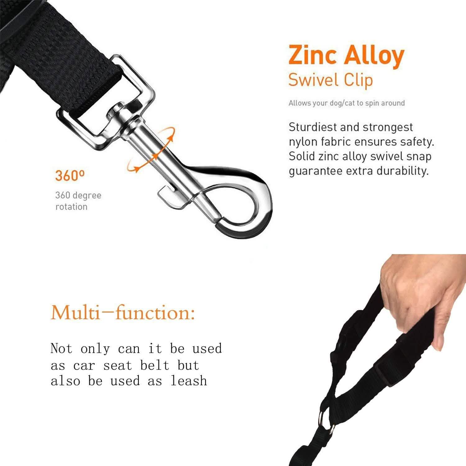 2-Pack: Bwogue Dog and Cat Safety Seat Belt
