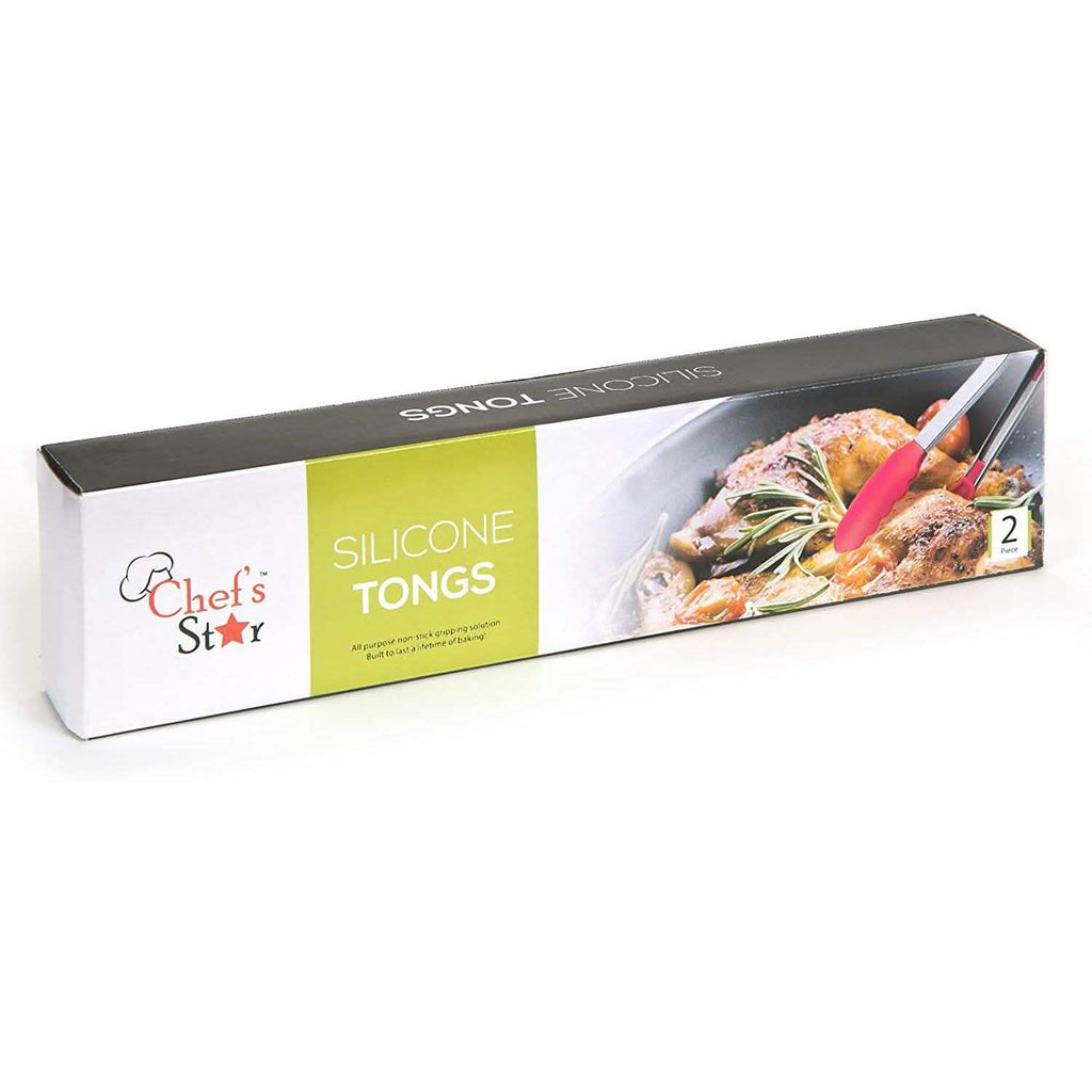 2-Pack: Chef's Star Premium Silicone Kitchen Tongs