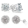 2-Pack: Crystal Ball and Round Stud Earrings Set