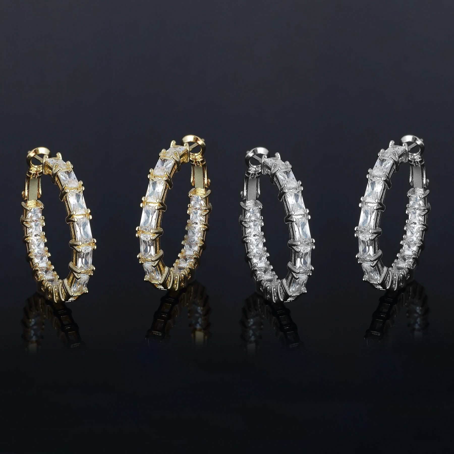 2-Pack: Crystal Emerald Hoop Earrings Set