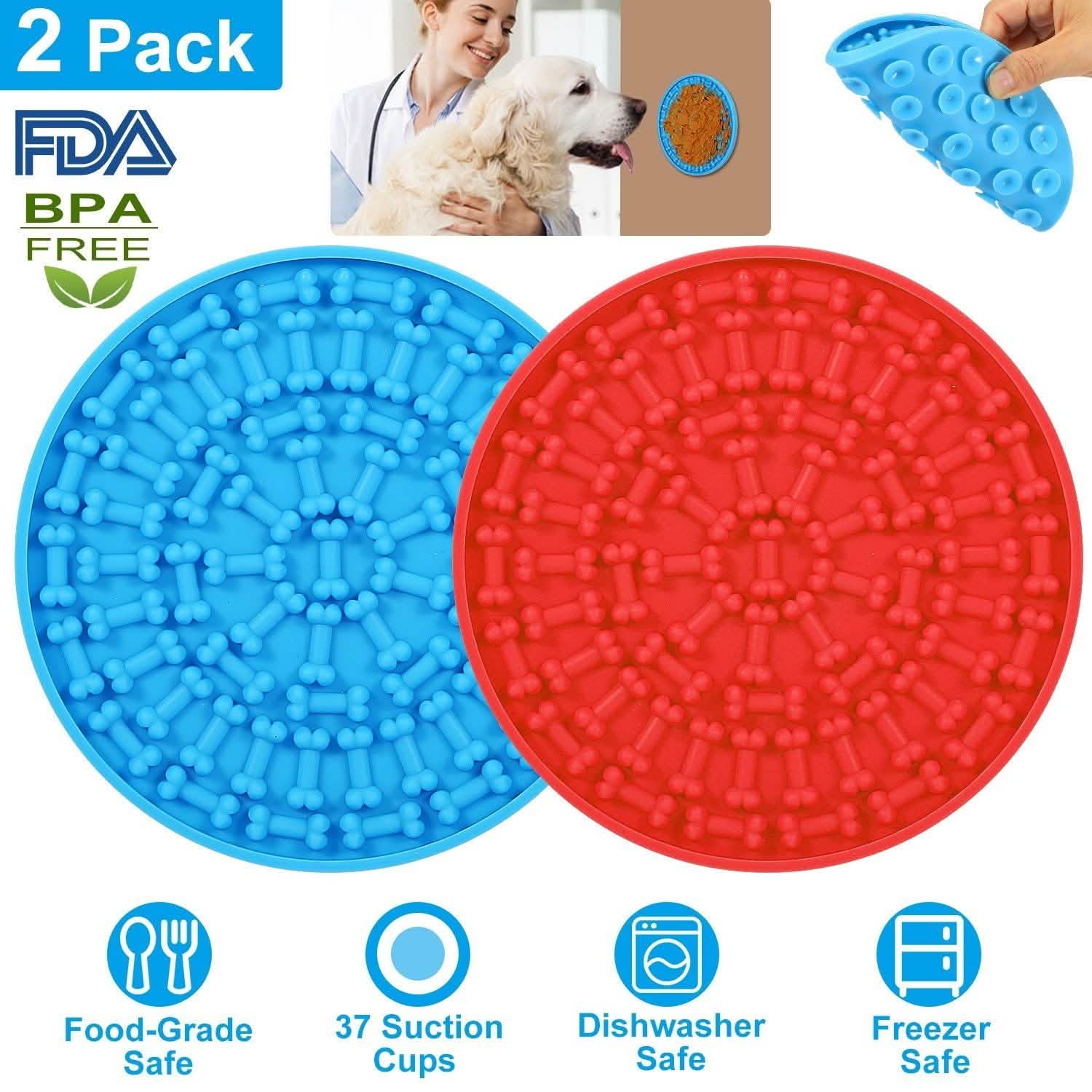 2-Pack: Dog Lick Pad Pet Shower Grooming Slow Feeder Distraction Mat