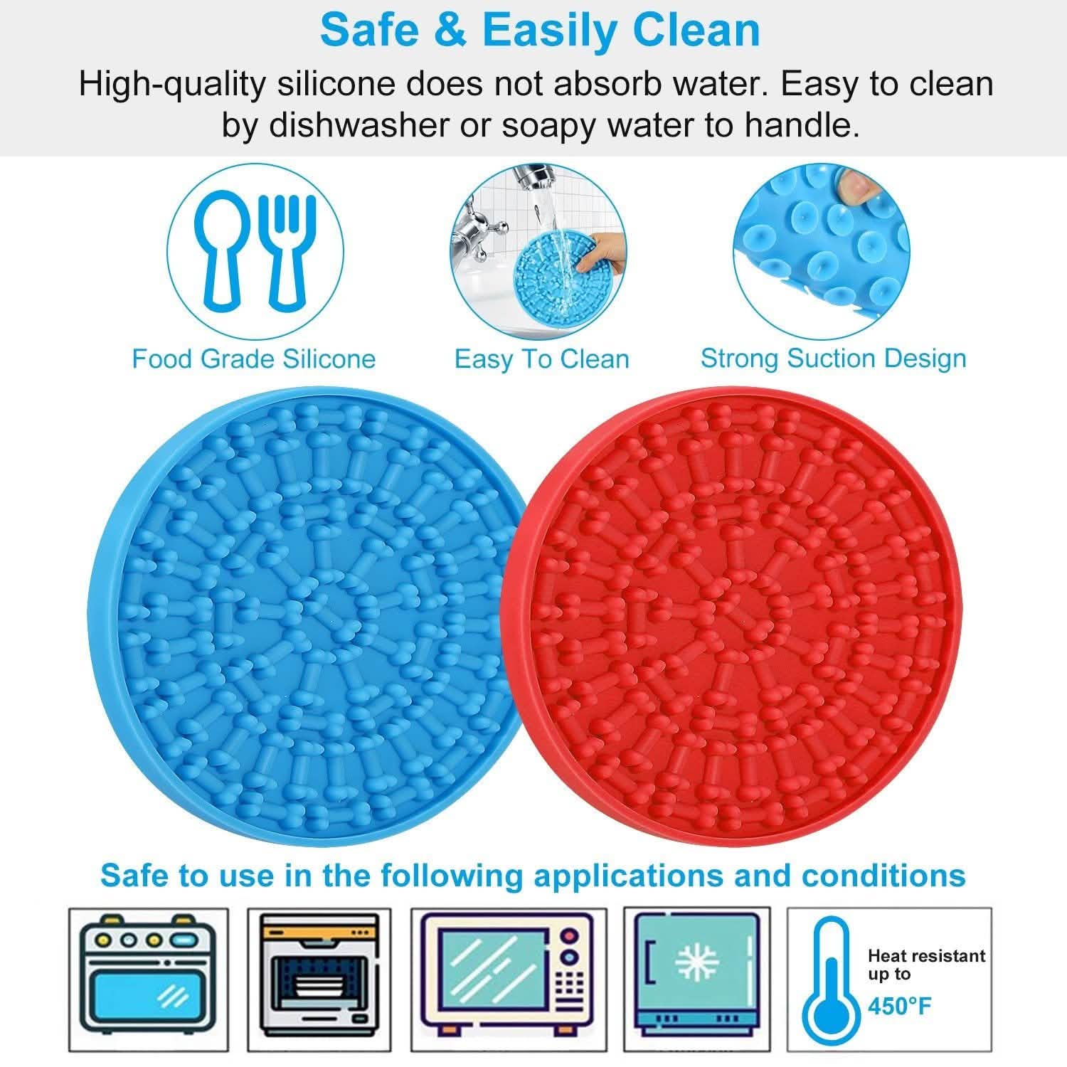2-Pack: Dog Lick Pad Pet Shower Grooming Slow Feeder Distraction Mat