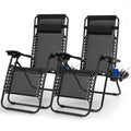 2-Pack: Foldable Zero Gravity Lounge Chair with Dual Side Tray