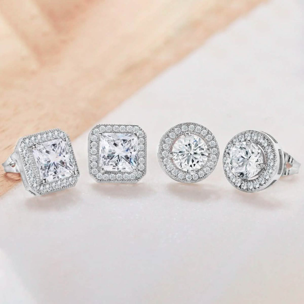 2-Pack: Halo Stud Earrings with Swarovski Elements