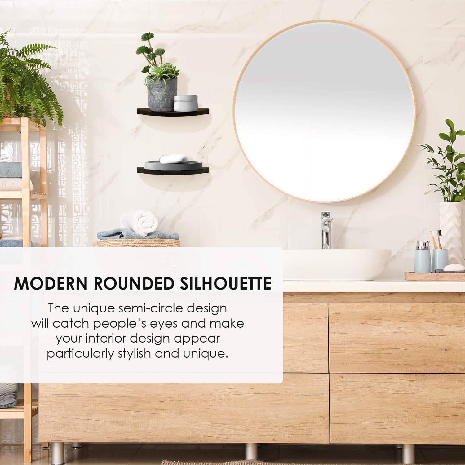 2-Pack: Halter Semi Circle Ledge Wood Shelves
