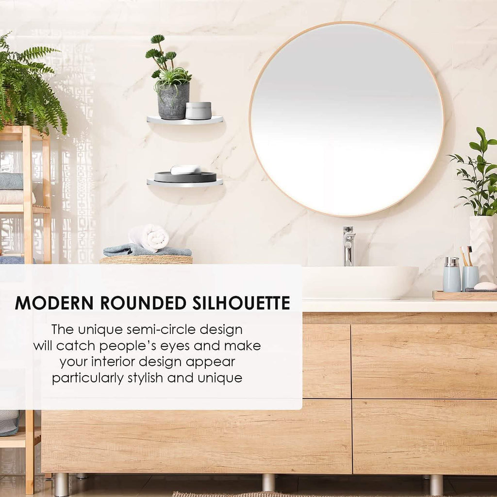 2-Pack: Halter Semi Circle Ledge Wood Shelves