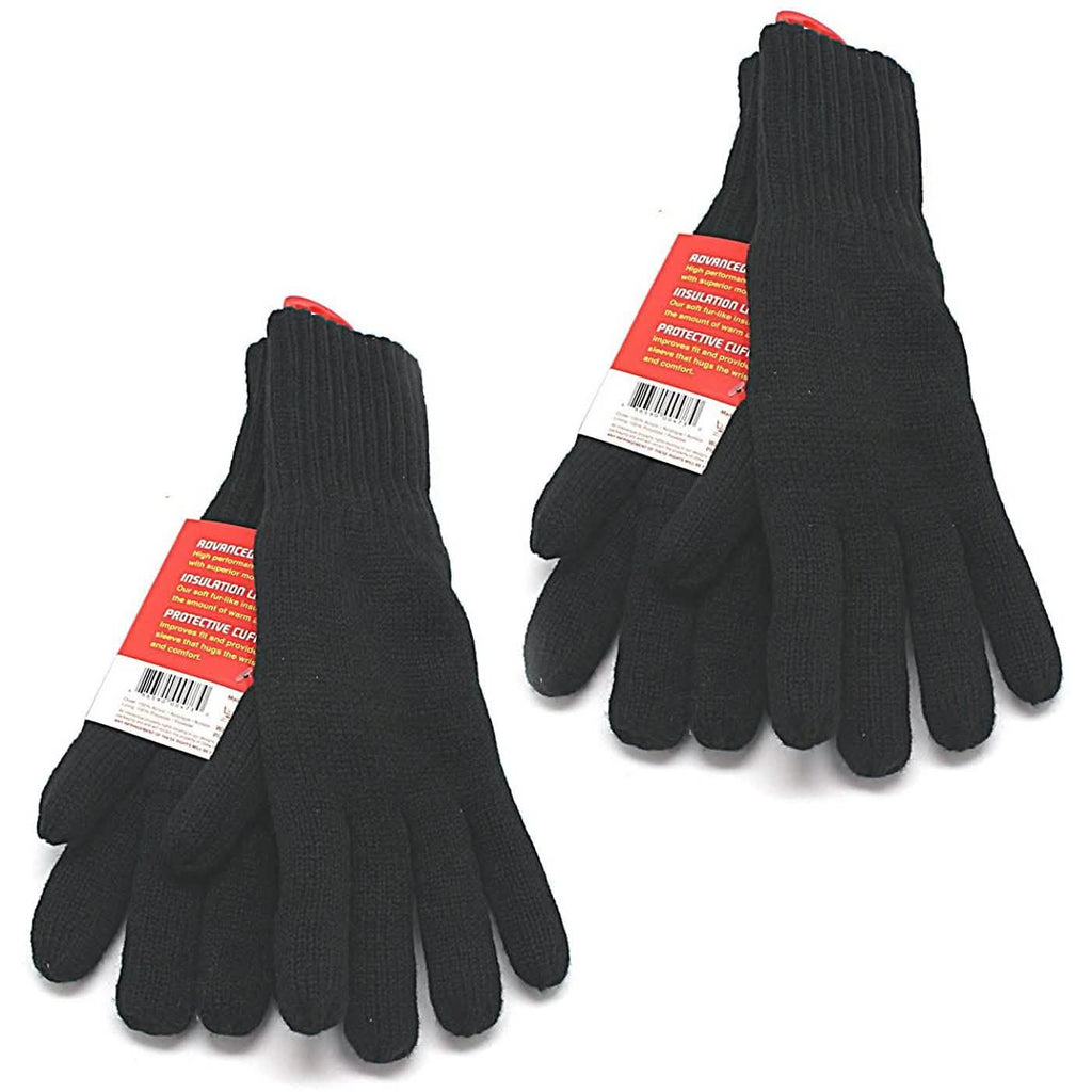 2-Pack: Heat Lockers Mens Black Thermal Gloves with Insulation Lining