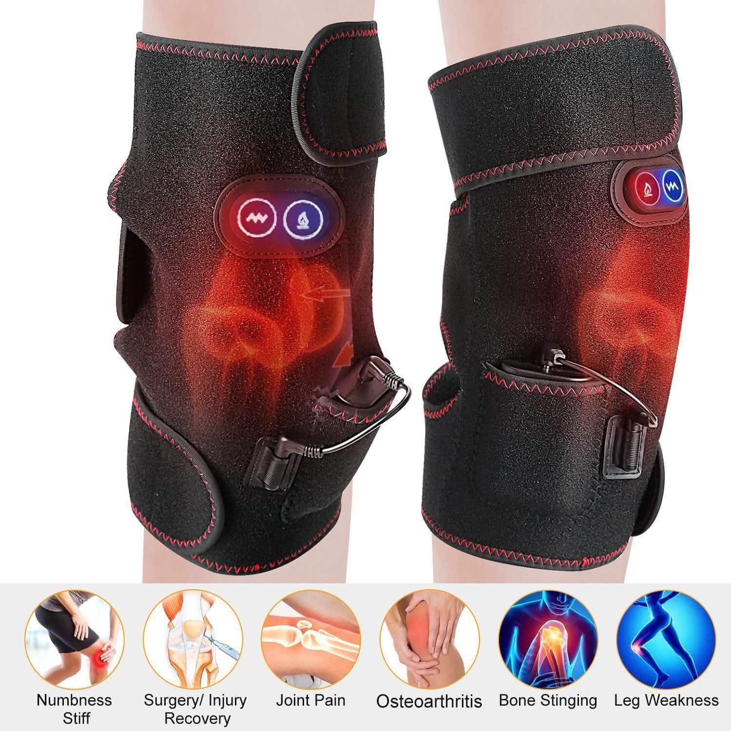 2-Pack: Heated Knee Massage Wrap