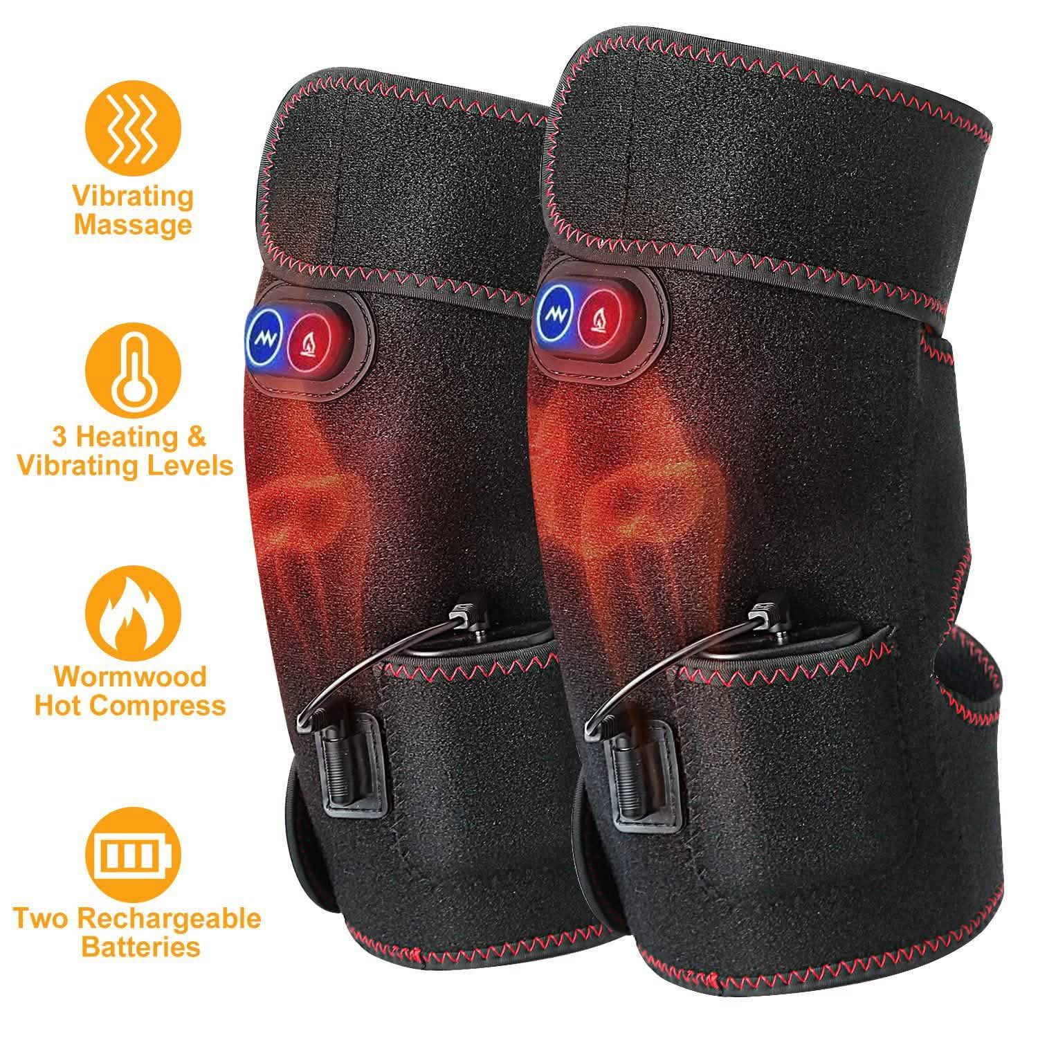 2-Pack: Heated Knee Massage Wrap