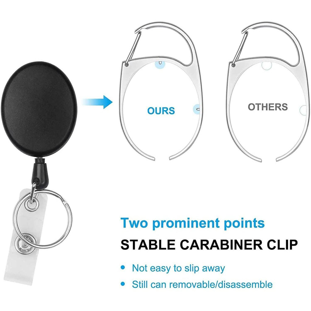 2-Pack: Heavy Duty Retractable Badge Holders with Carabiner Reel Clip and Vertical Style Clear ID Card Holders