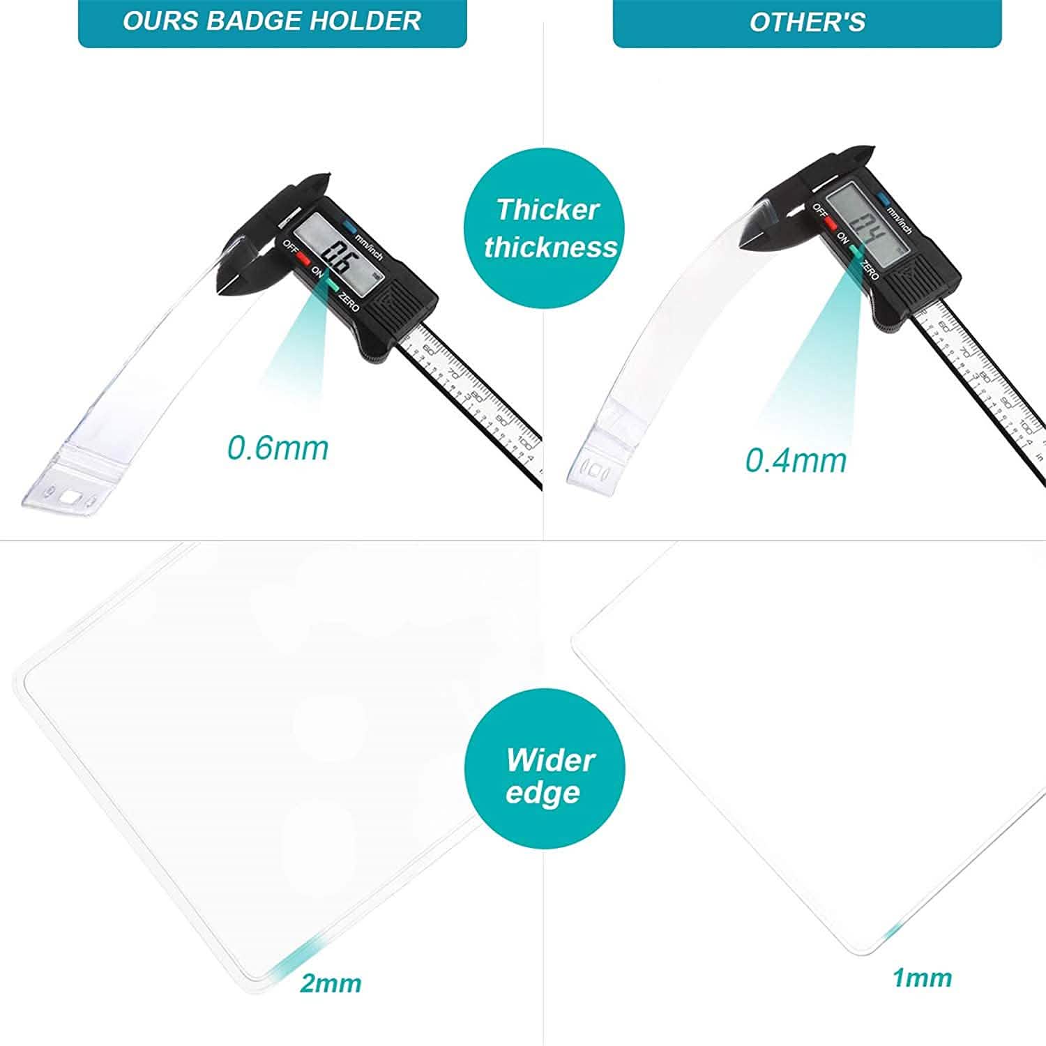 2-Pack: Heavy Duty Retractable Badge Holders with Carabiner Reel Clip and Vertical Style Clear ID Card Holders