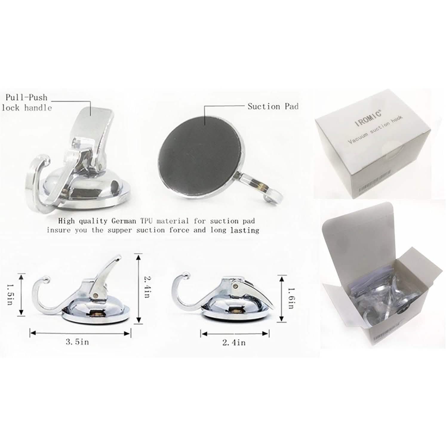 2-Pack: Heavy Duty Vacuum Suction Cup Hook