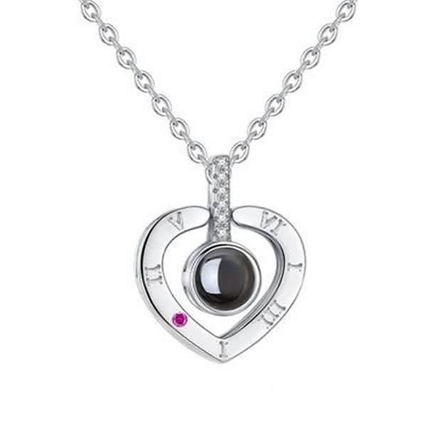 2-Pack: I Love You In 100 Languages Necklace Micro-engraved Light Projection Pendant
