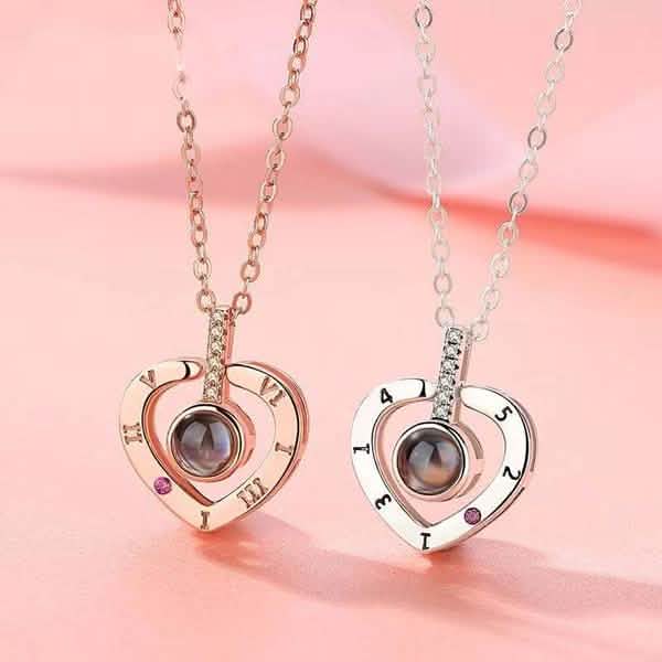 2-Pack: I Love You In 100 Languages Necklace Micro-engraved Light Projection Pendant