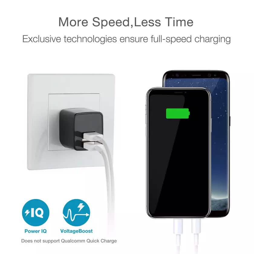 2-Pack: LAX Dual USB 2.4A Wall Charger - Ultra Compact
