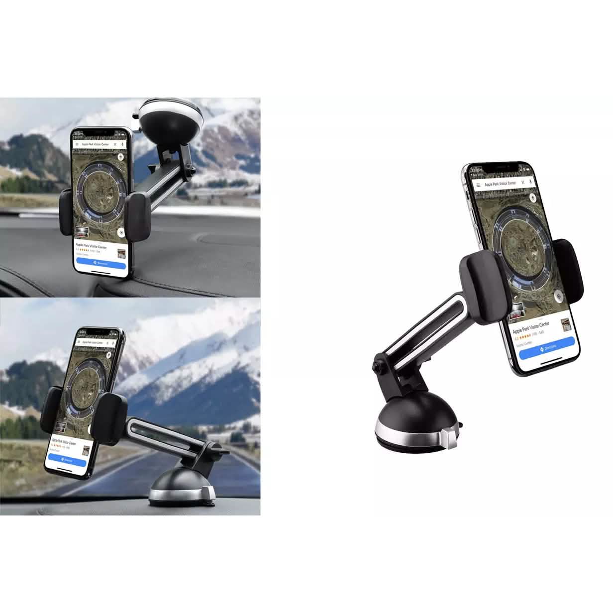 2-Pack: LAX Extendable Car Mount Holder for Cellphone with Adjustable Clamp