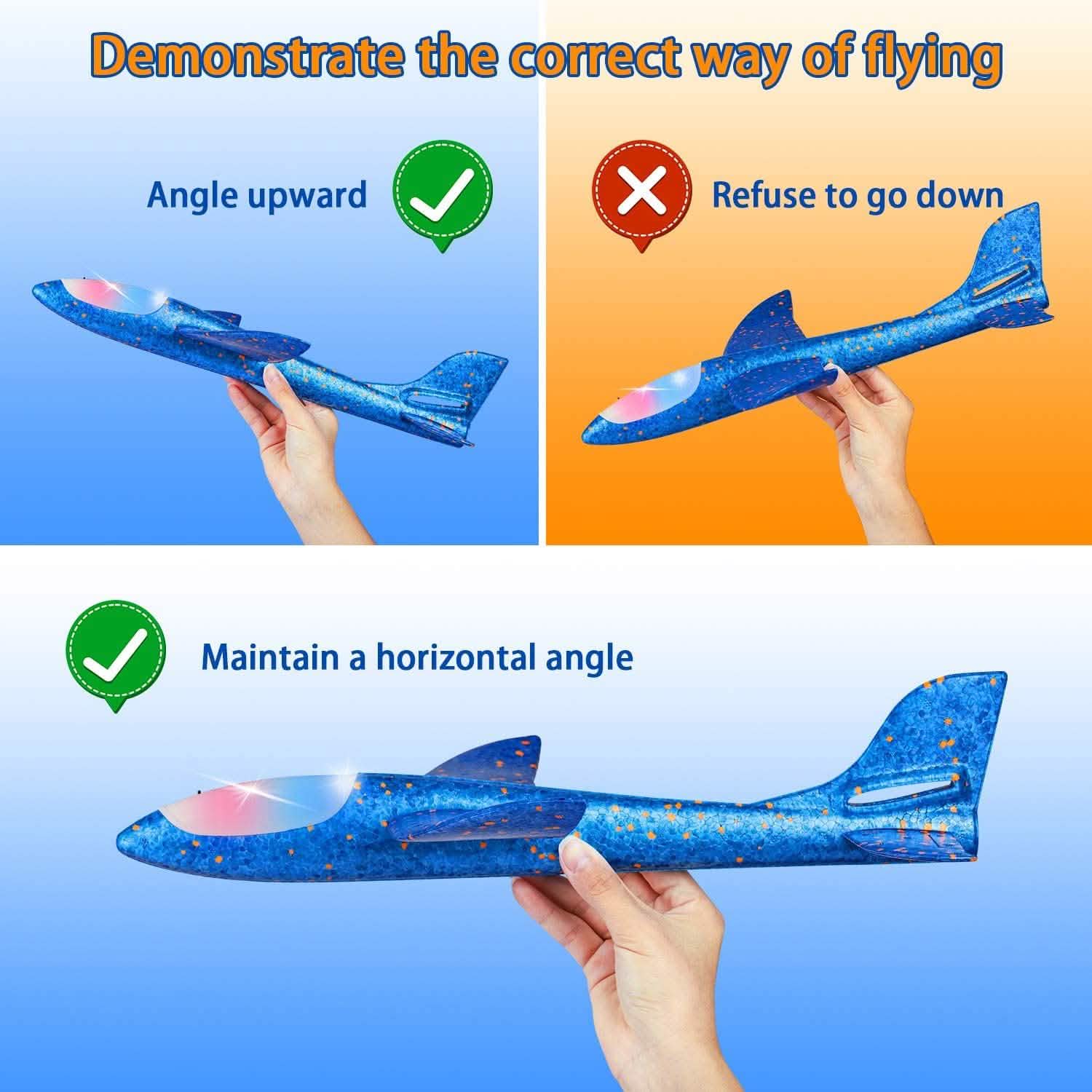 2-Pack: LED 17.5" Light Throwing Foam Airplane