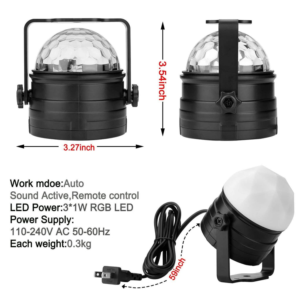 2-Pack: LED Disco Light Sound Activated Party Lights with Remote Control Dj Lighting