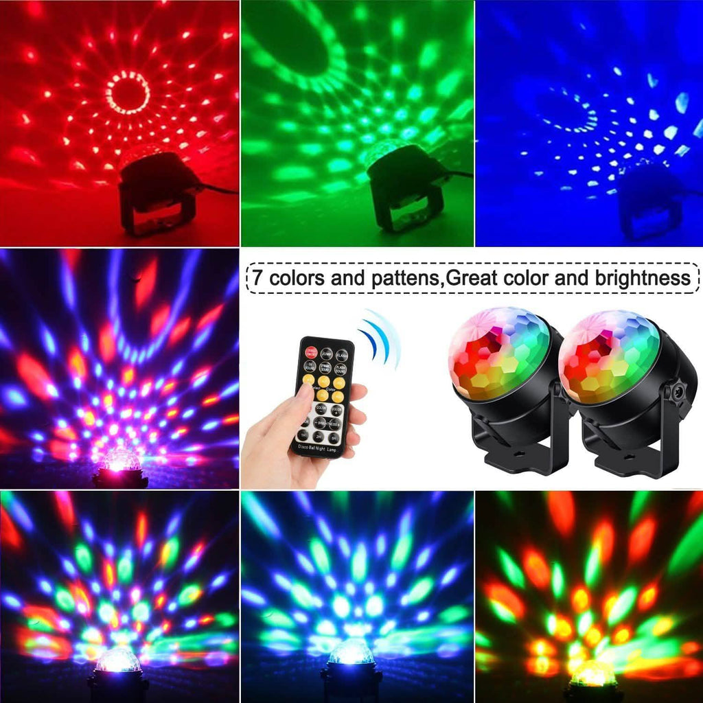 2-Pack: LED Disco Light Sound Activated Party Lights with Remote Control Dj Lighting
