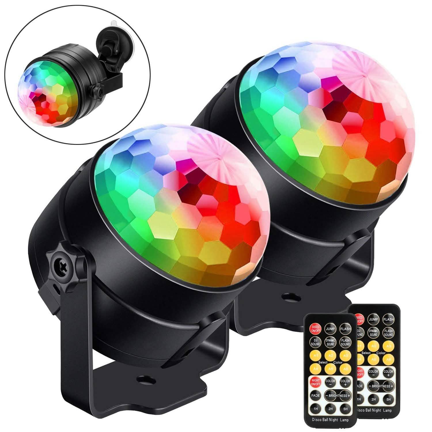 2-Pack: LED Disco Light Sound Activated Party Lights with Remote Control Dj Lighting