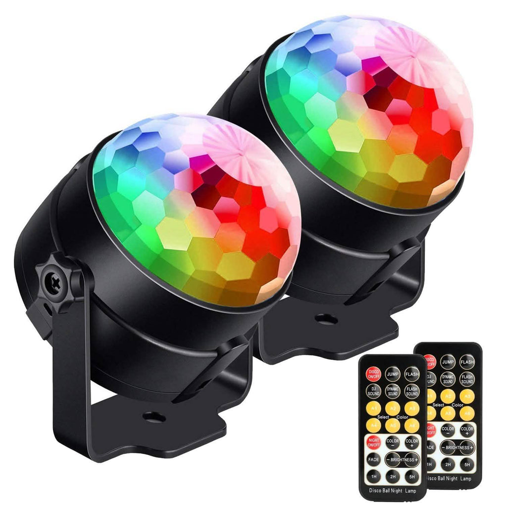 2-Pack: LED Disco Light Sound Activated Party Lights with Remote Control Dj Lighting