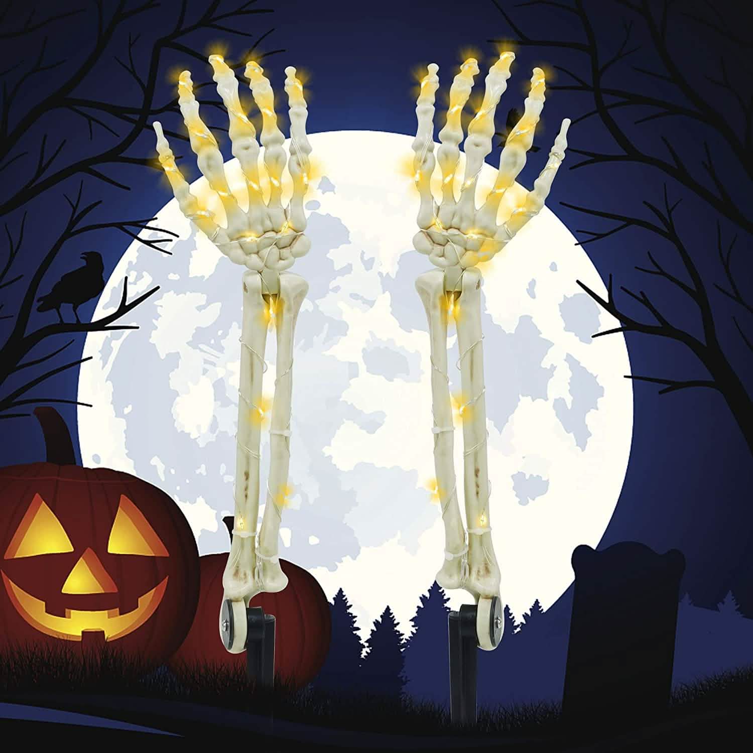 2-Pack: Light Up Skull Arm Stakes