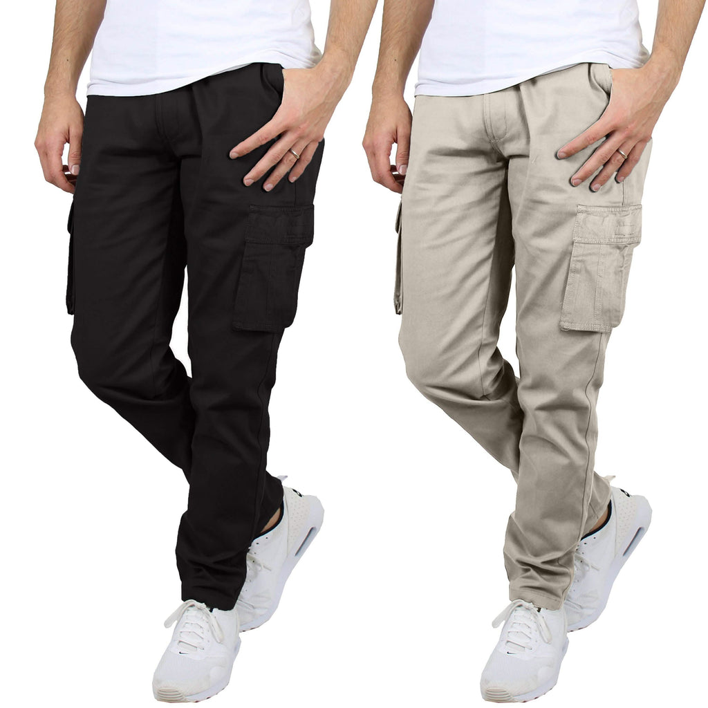 2-Pack: Men's Cotton Cargo Pants With Belt