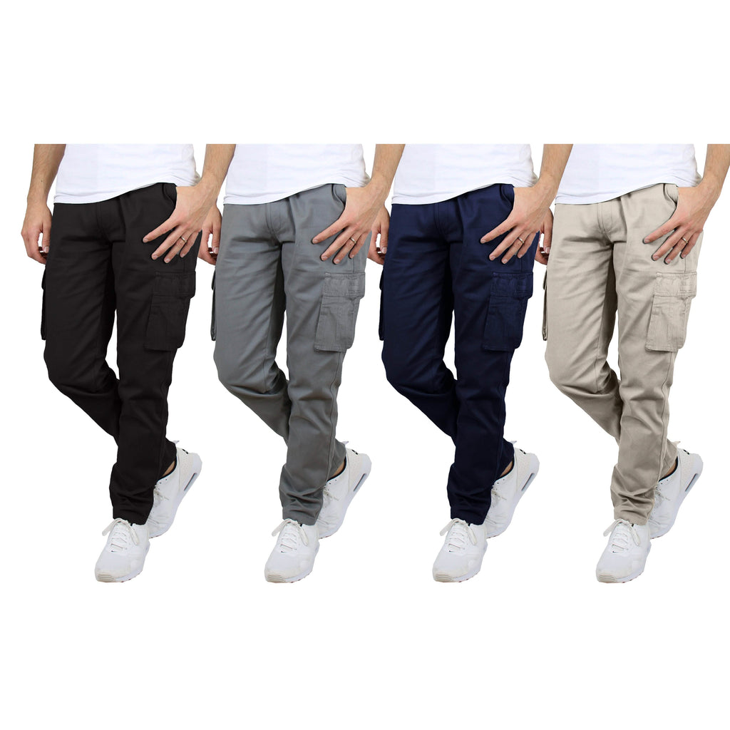 2-Pack: Men's Cotton Cargo Pants With Belt