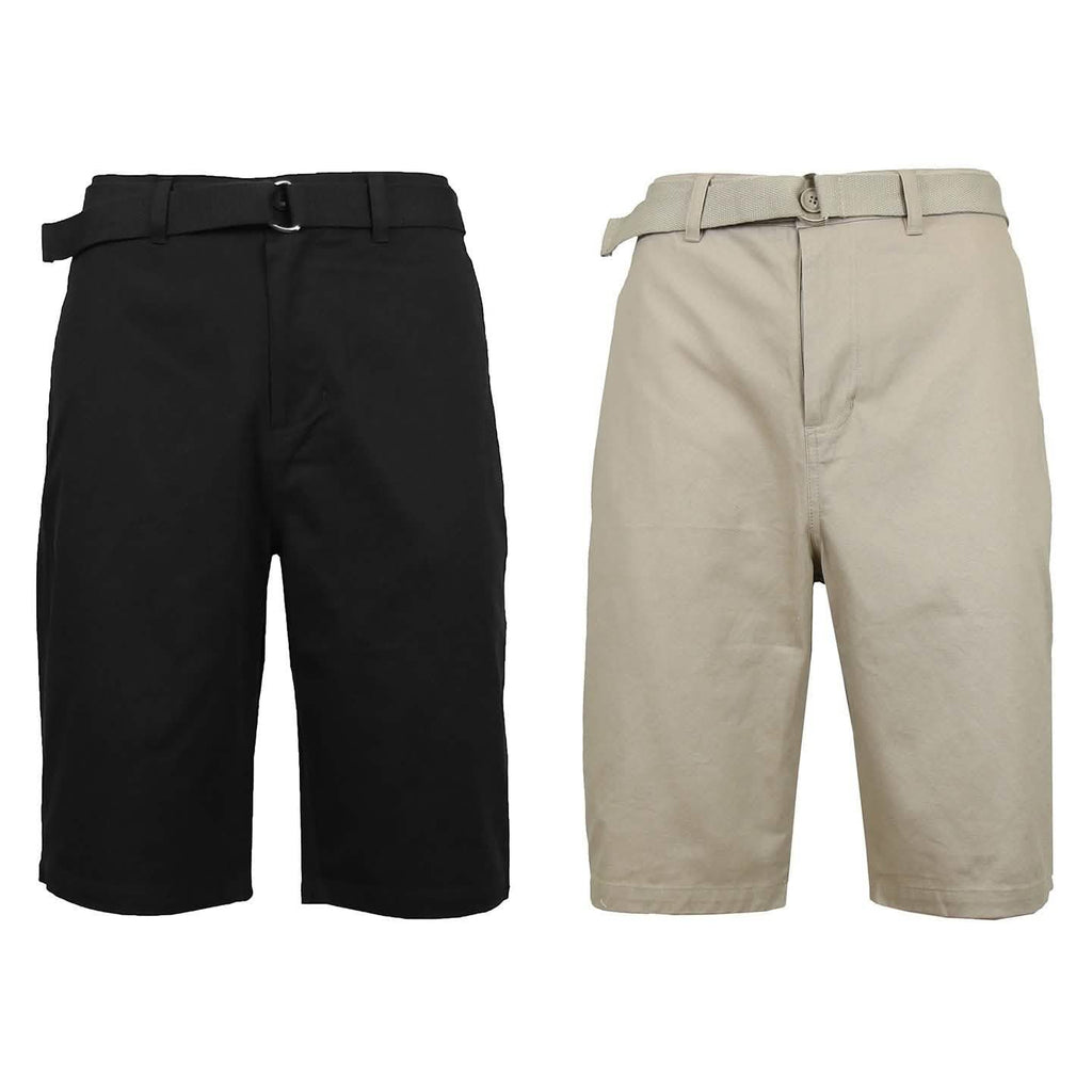 2-Pack: Men's Cotton Chino Shorts with Belt