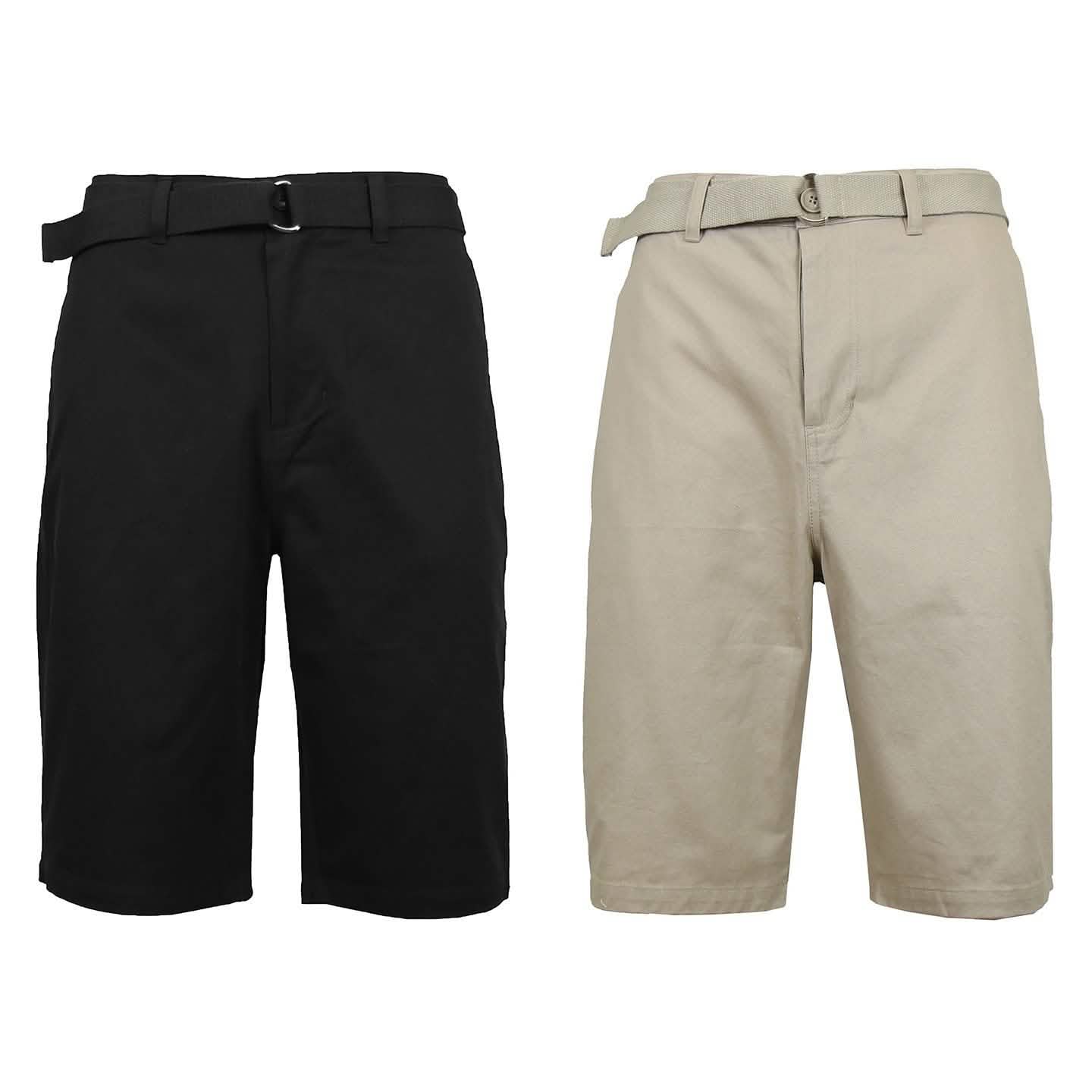 2-Pack: Men's Cotton Chino Shorts with Belt