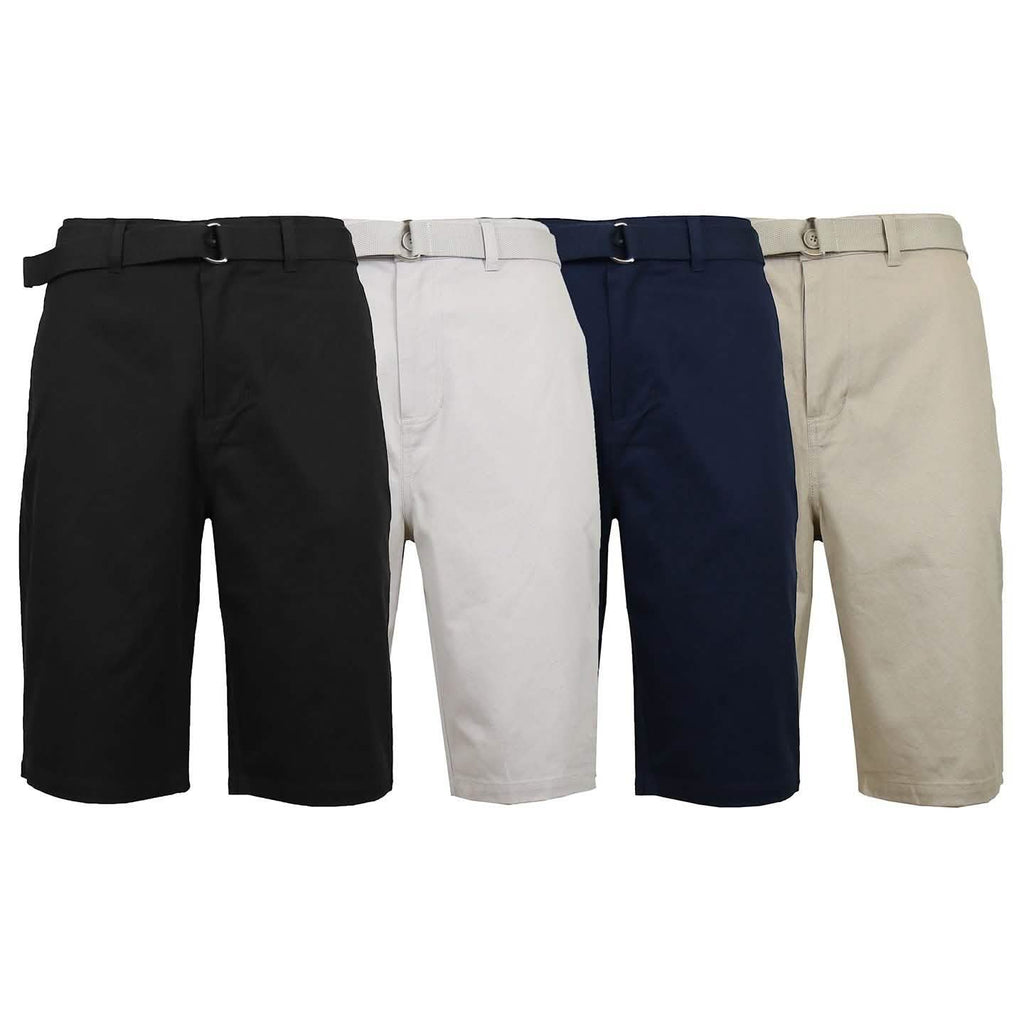 2-Pack: Men's Cotton Chino Shorts with Belt