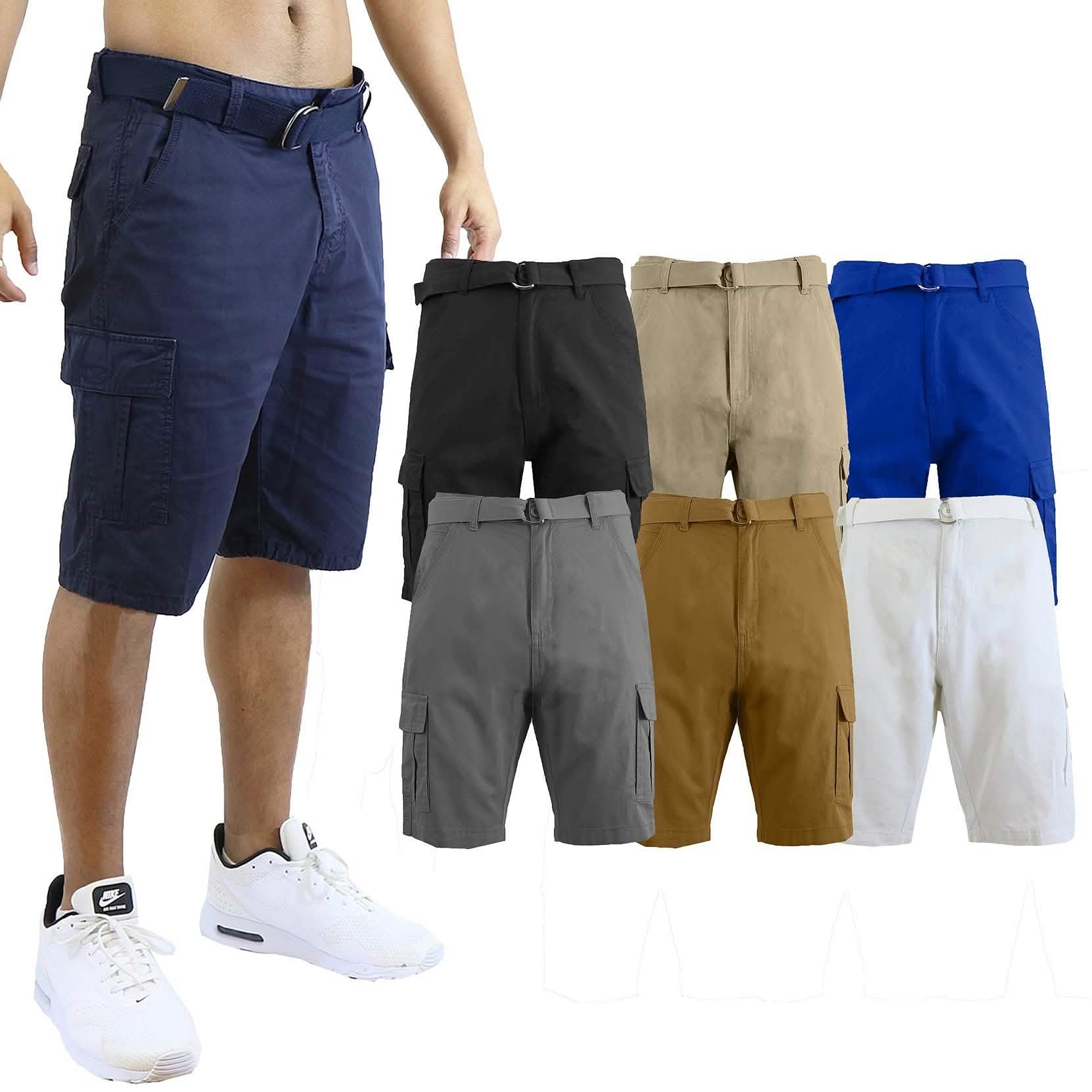 2-Pack: Men's Cotton Classic Cargo Shorts With Belt