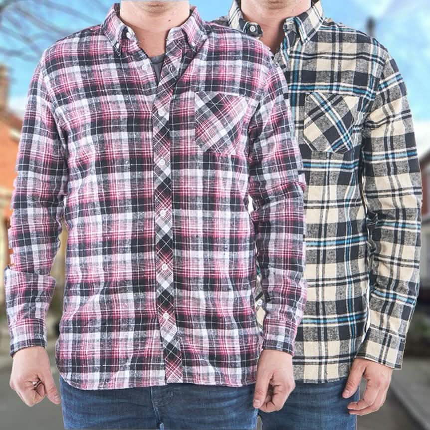 2-Pack: Men's Flannel 2-Pocket Button Down Shirts - Assorted Sizes