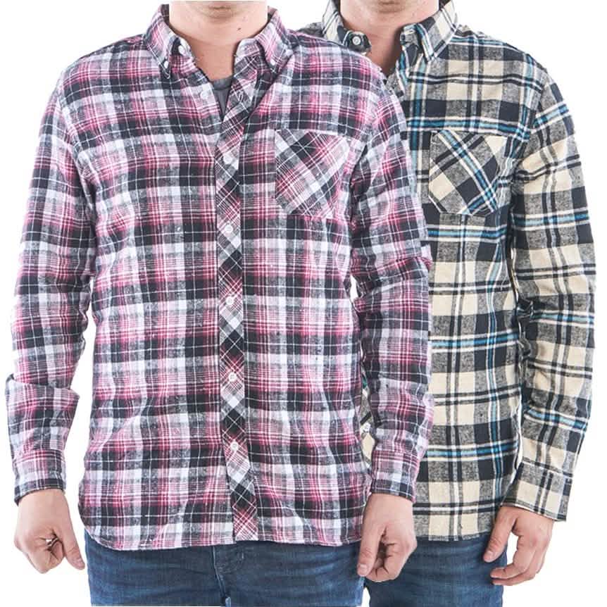 2-Pack: Men's Flannel 2-Pocket Button Down Shirts - Assorted Sizes