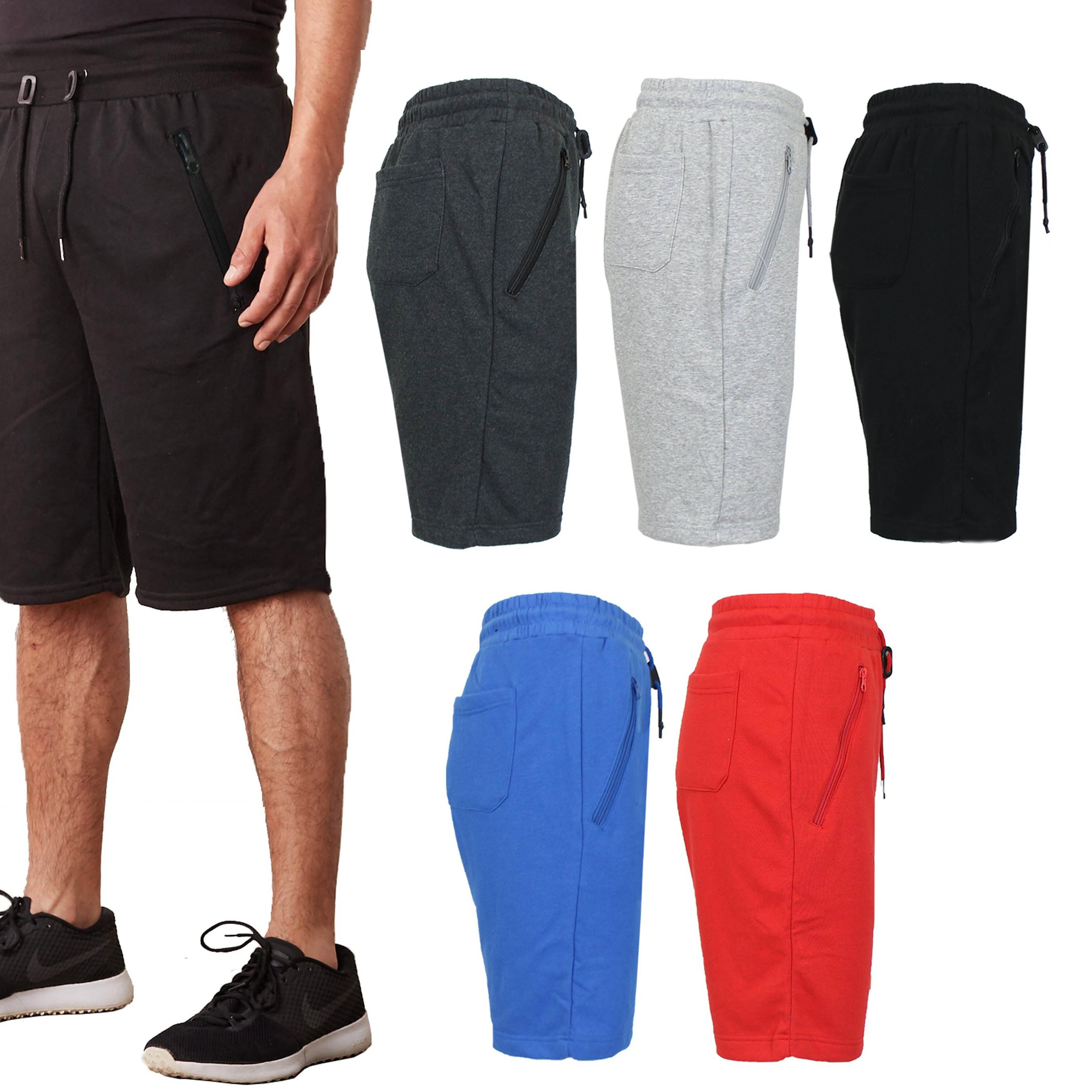 2-Pack: Men's French Terry Zipper Pockets Jogger Sweat Lounge Shorts