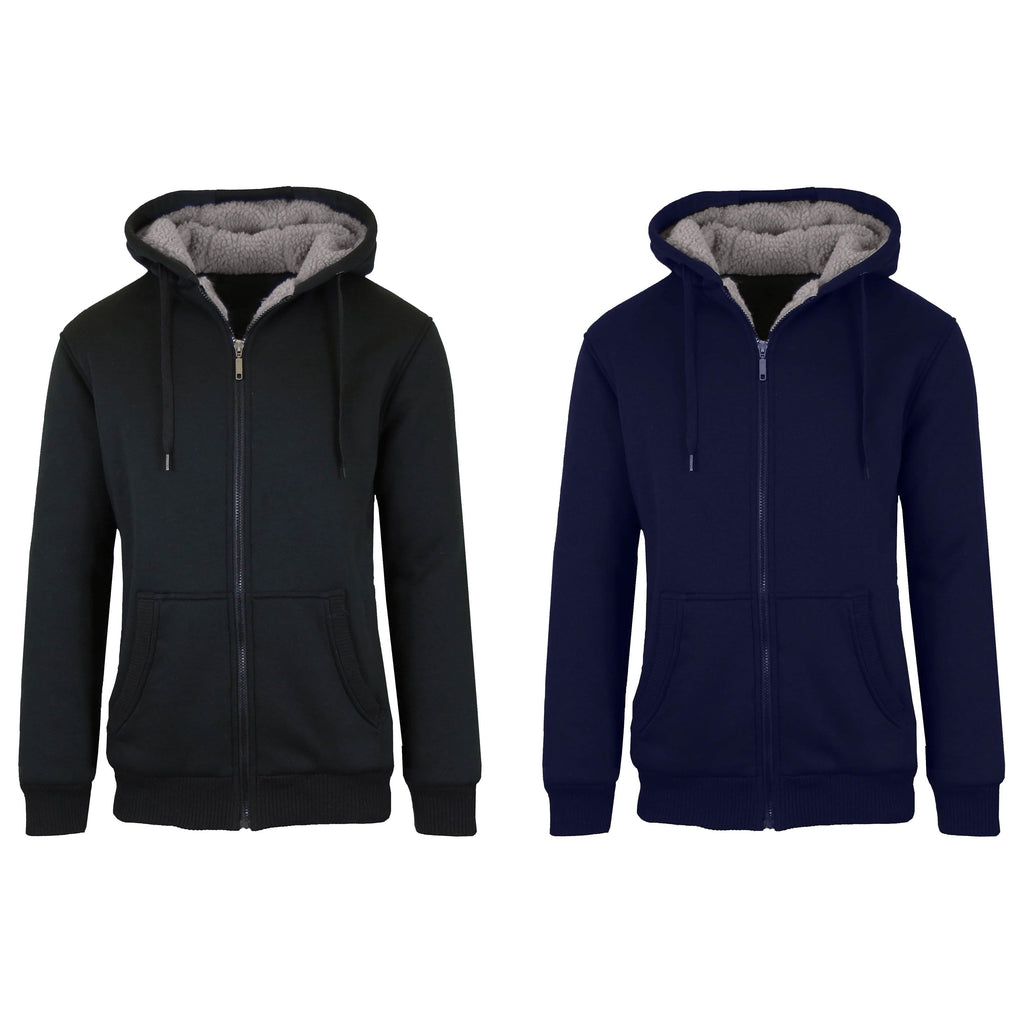 2-Pack: Men's Heavyweight Sherpa Fleece-Lined Zip Hoodie Sweater