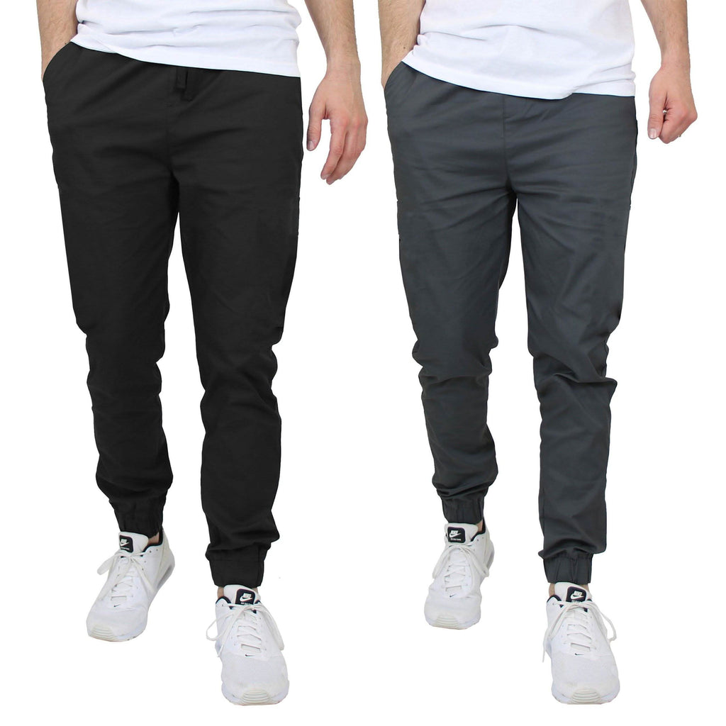 2-Pack: Mens Lightweight Cotton Stretch Jogger Pants