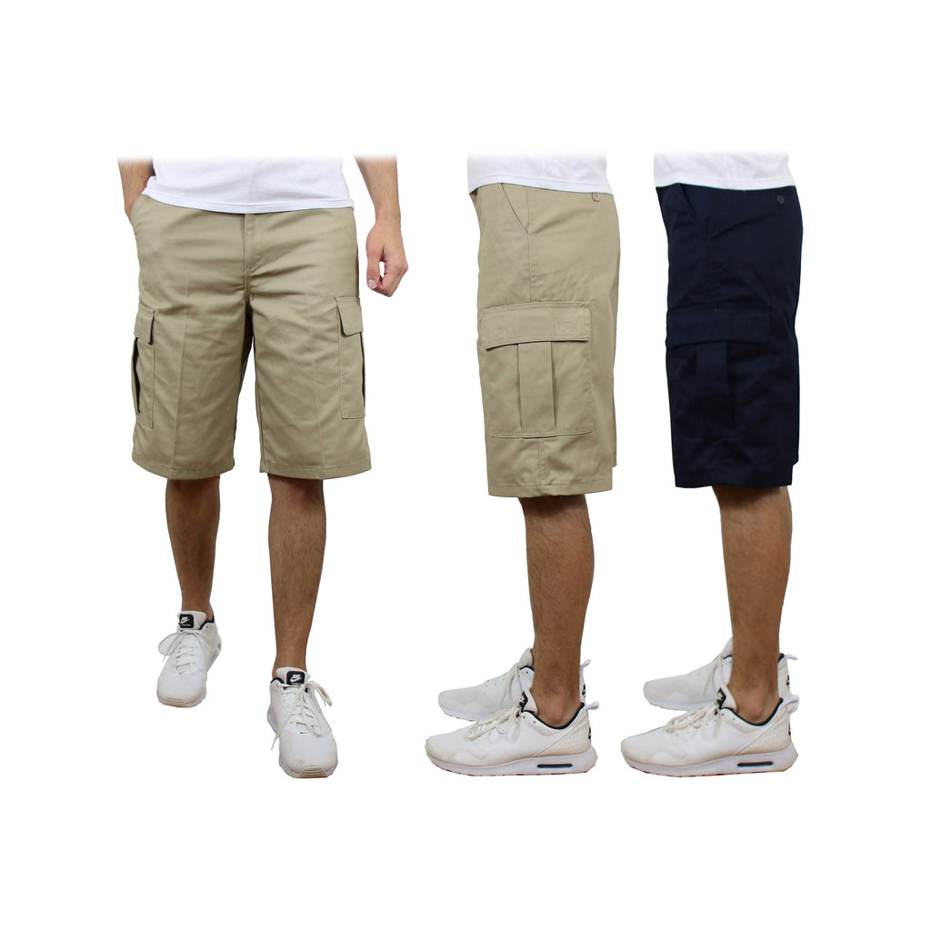 2-Pack: Men's Non-Belted Premium Cotton Blend Cargo Shorts