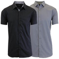 2-Pack: Men's Slim Fit Short Sleeve Dress Shirts