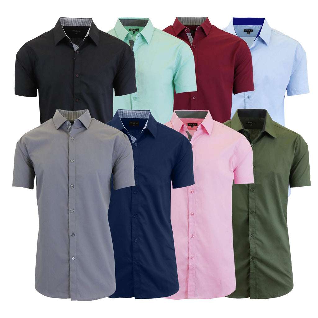 2-Pack: Men's Slim Fit Short Sleeve Dress Shirts