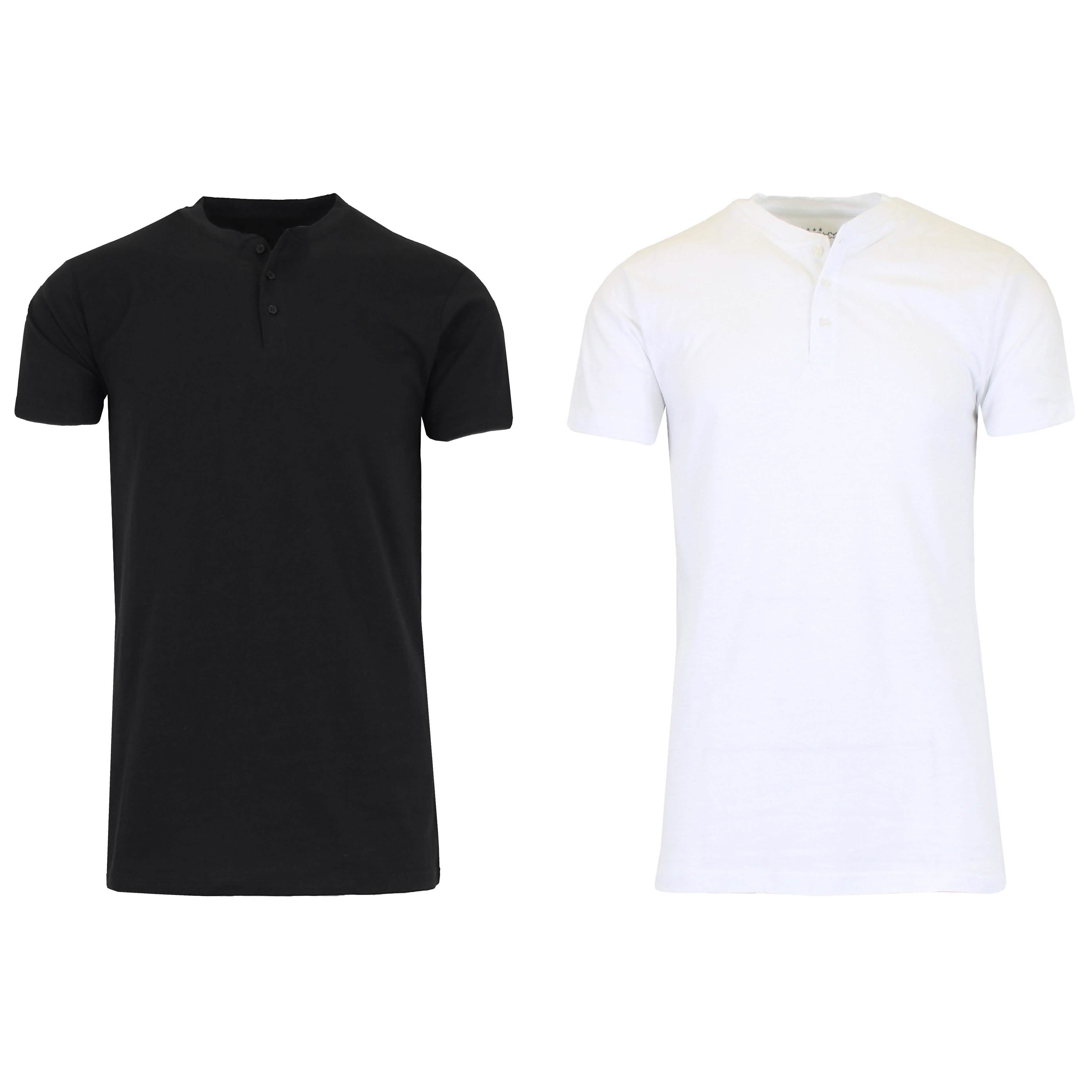 2-Pack: Men's Slim Fitting Short Sleeve Henley Slub Tee