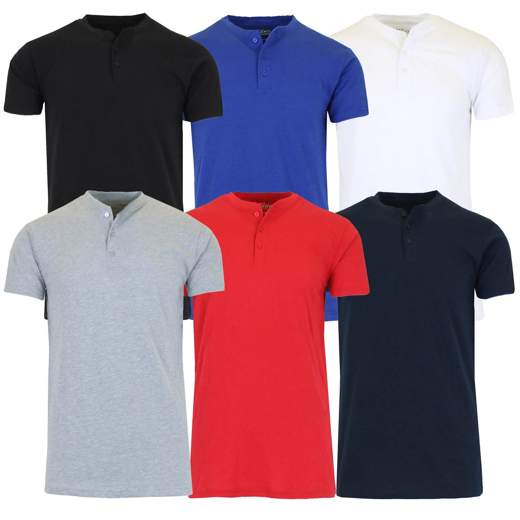 2-Pack: Men's Slim Fitting Short Sleeve Henley Slub Tee