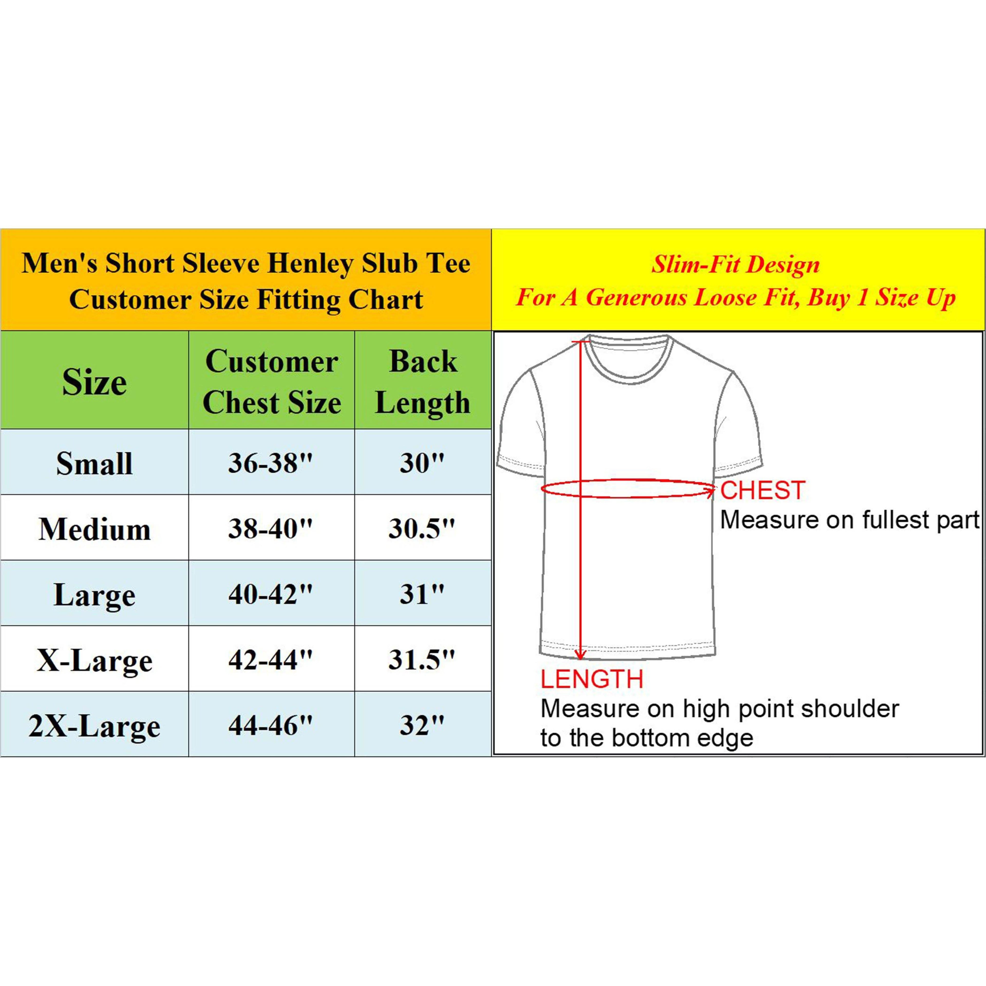 2-Pack: Men's Slim Fitting Short Sleeve Henley Slub Tee