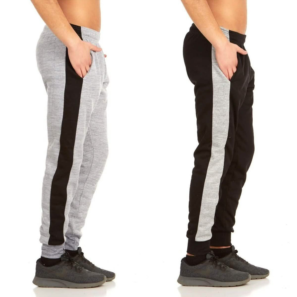 2-Pack: Men's Striped Marled Fleece Jogger Pants