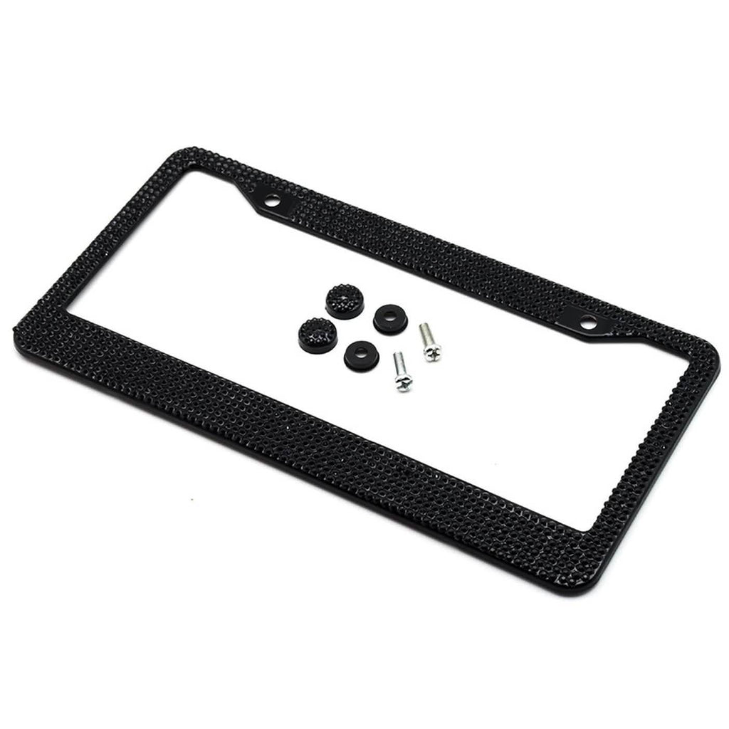 2-Pack: Metal License Plate Frame With Glitter Bling Rhinestone Diamonds